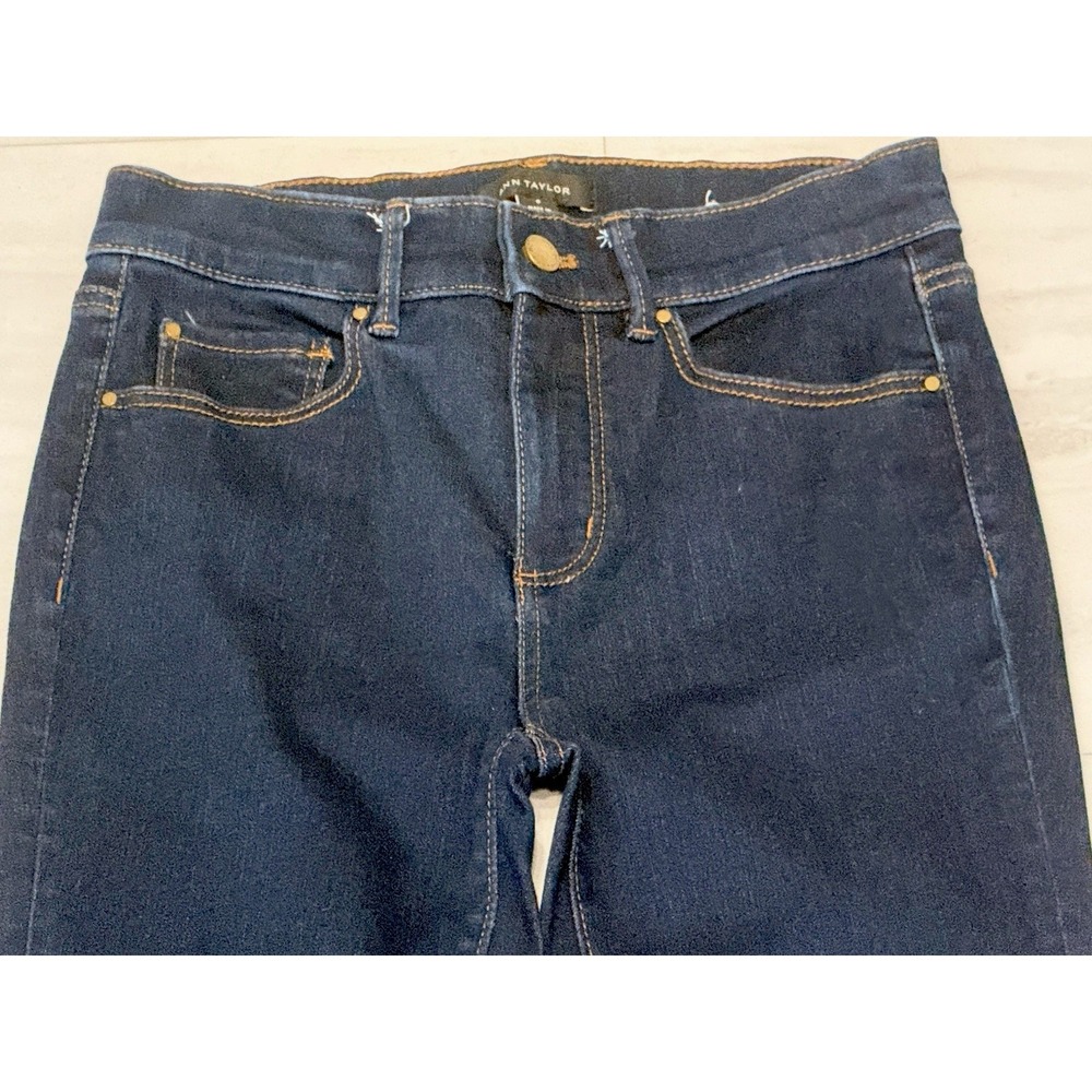 Ann Taylor Jeans Womens 0 Slim Fit Boot Cut Stretch Mid Rise Blue Dark Wash - Picture 3 of 10
